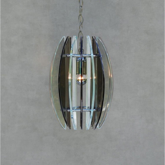Image 1 of Lampe suspendue vintage en verre veca, Italie 1970