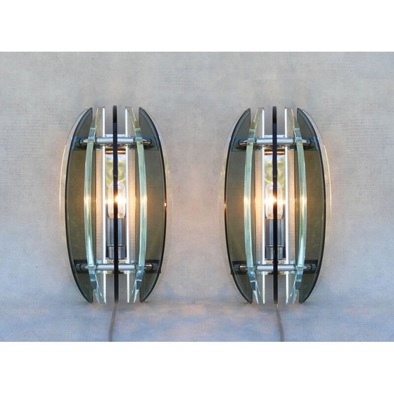 Image 1 of Lampe suspendue vintage en verre veca, Italie 1970