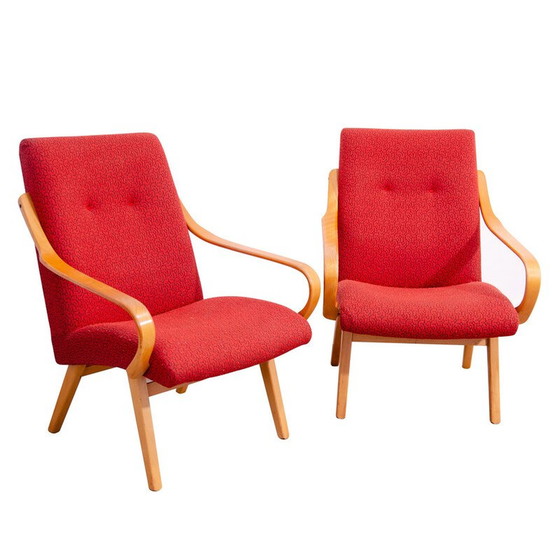 Image 1 of Paire de fauteuils vintage en bois courbé par Jaroslav Šmídek pour Jitona, Tchécoslovaquie 1960