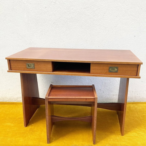 Bureau Gautier Modèle Paquebot Avec Tabouret Assorti