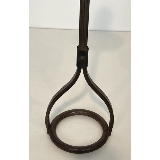 Image 1 of Cendrier vintage en acier et cuir par Jacques Adnet, 1950