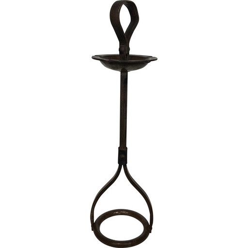 Cendrier vintage en acier et cuir par Jacques Adnet, 1950