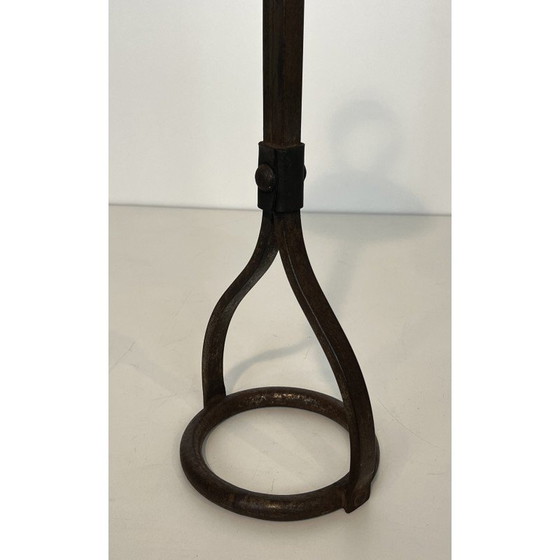 Image 1 of Cendrier vintage en acier et cuir par Jacques Adnet, 1950