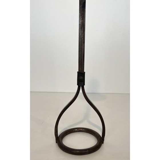 Image 1 of Cendrier vintage en acier et cuir par Jacques Adnet, 1950