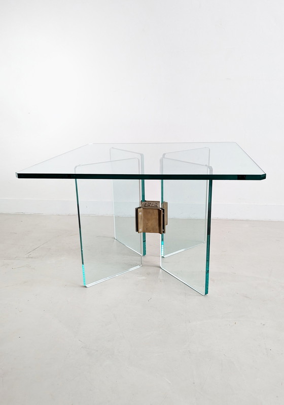 Image 1 of Table d'appoint en verre et laiton par Peter Ghyczy 1970's