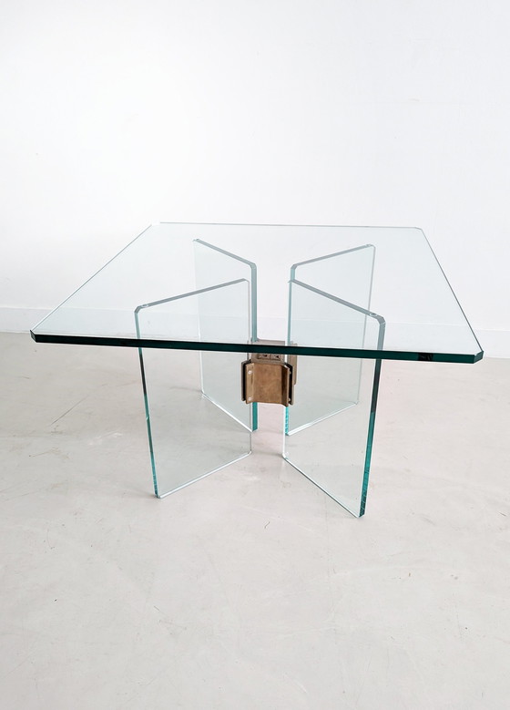 Image 1 of Table d'appoint en verre et laiton par Peter Ghyczy 1970's