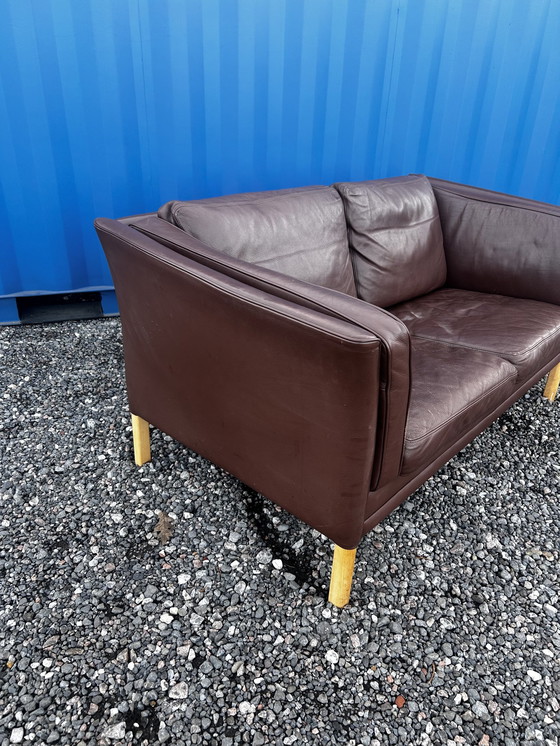 Image 1 of Canapé danois deux places en cuir marron 1970S