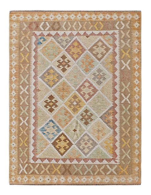 Kilim afghan en laine tissé à la main - 193 X 151 cm - Nouveau