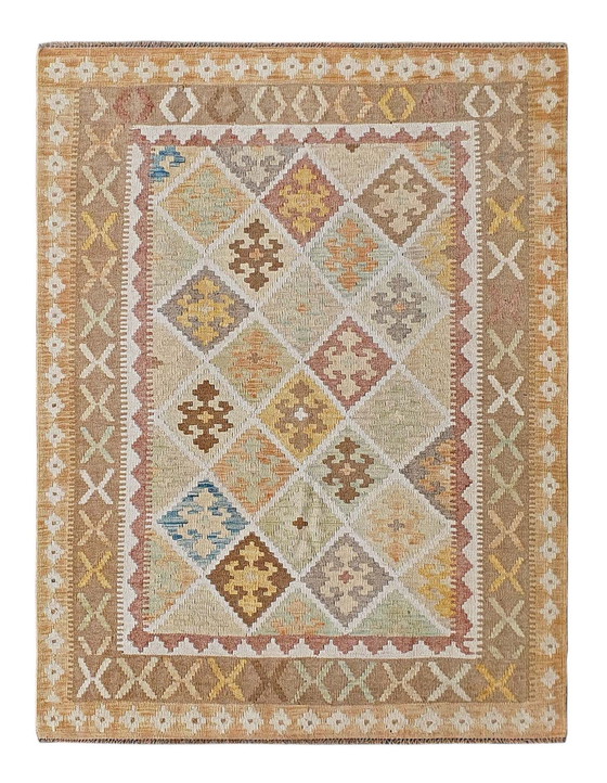 Image 1 of Kilim afghan en laine tissé à la main - 193 X 151 cm - Nouveau