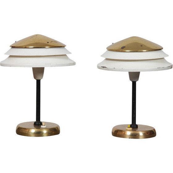 Image 1 of Paire de lampes vintage en métal pour Zukov, Tchécoslovaquie 1950