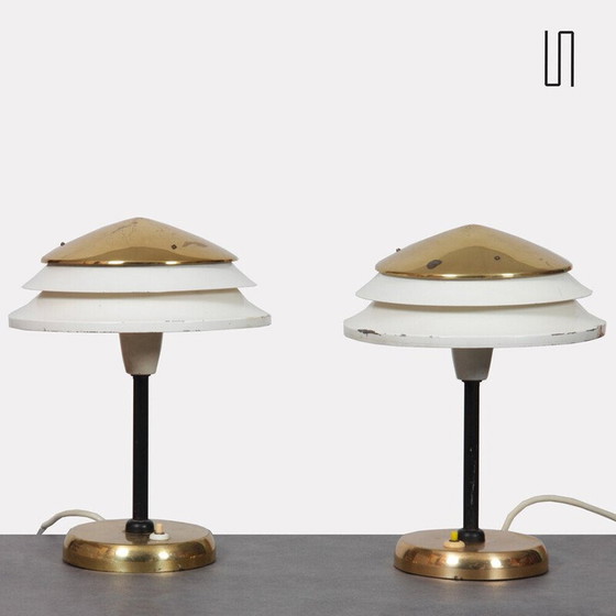 Image 1 of Paire de lampes vintage en métal pour Zukov, Tchécoslovaquie 1950