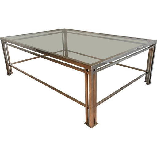 Table basse vintage chromée à trois pieds, France 1970