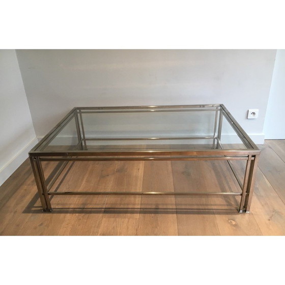 Image 1 of Table basse vintage chromée à trois pieds, France 1970