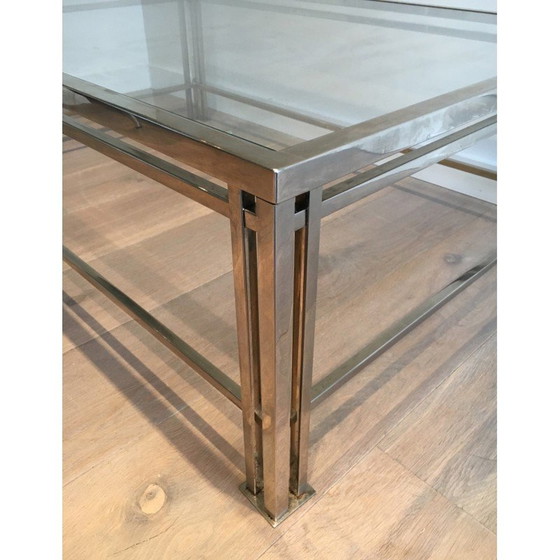 Image 1 of Table basse vintage chromée à trois pieds, France 1970