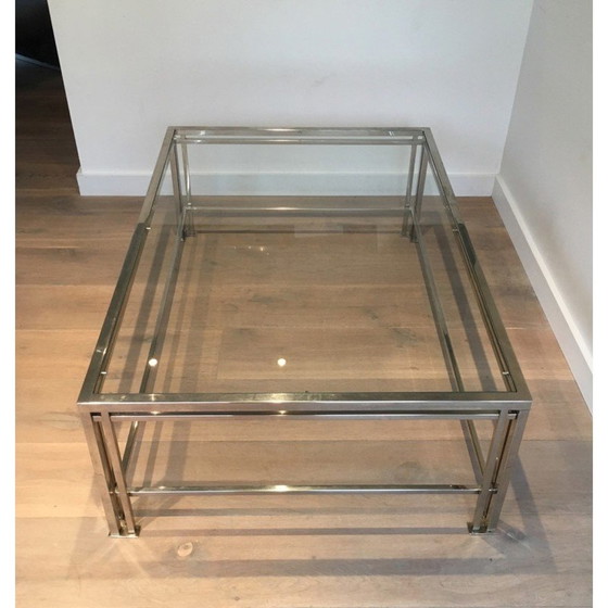 Image 1 of Table basse vintage chromée à trois pieds, France 1970