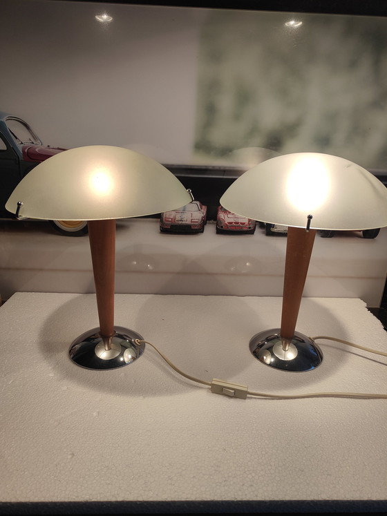 Image 1 of Magnifique Set Vintage 1980 Ikea Mushroom Lamp Type Kvintol B9503