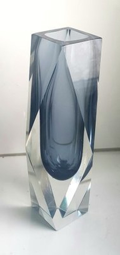 Vase en muranoglas bleu facetté, 1950S