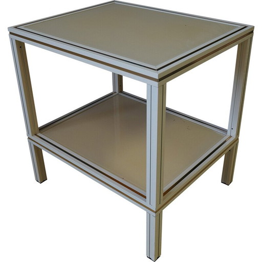 Table d'appoint à deux niveaux en aluminium du milieu du siècle par Pierre Vandel, 1970