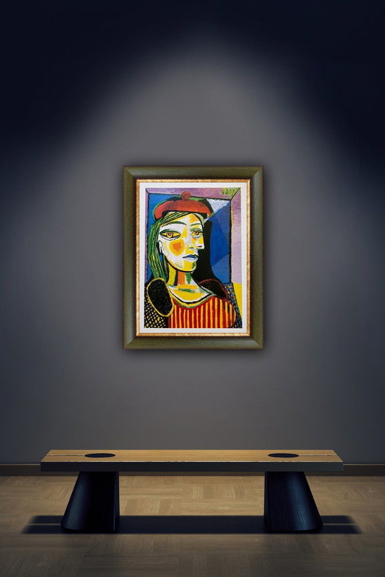 Image 1 of Pablo Picasso, signé avec l'enregistrement du droit d'auteur "Pablo Picasso - By Siae 1999 - Femme Au Beret Rouge".