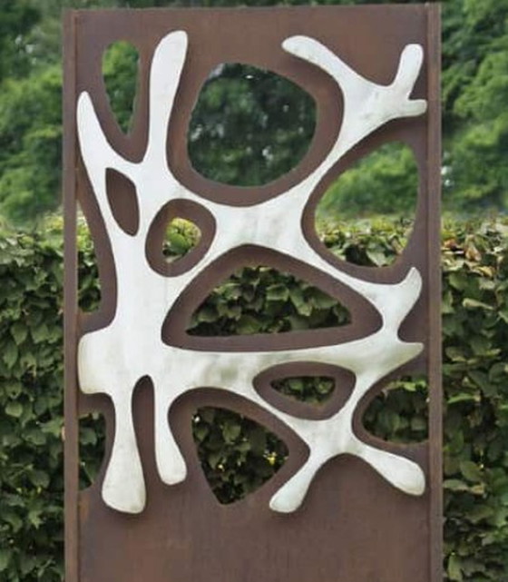 Image 1 of Stefan Traloc, Mur de jardin en acier - "Pond 1" - Ornement d'extérieur moderne