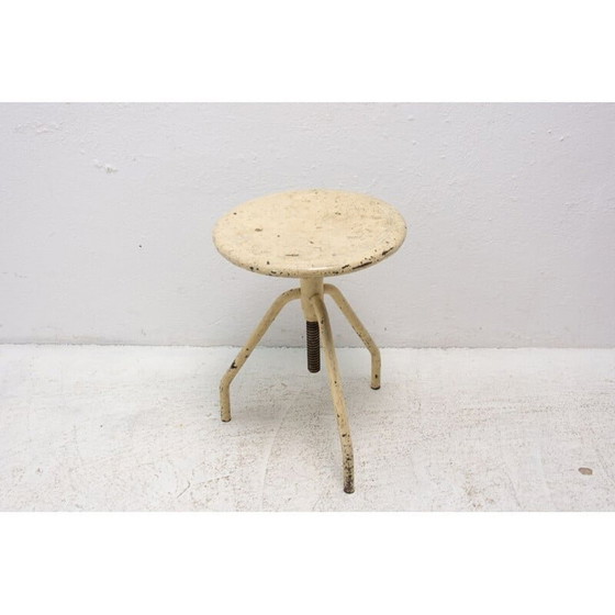 Image 1 of Tabouret d'ouvrier industriel en acier et chrome, Tchécoslovaquie, années 1930