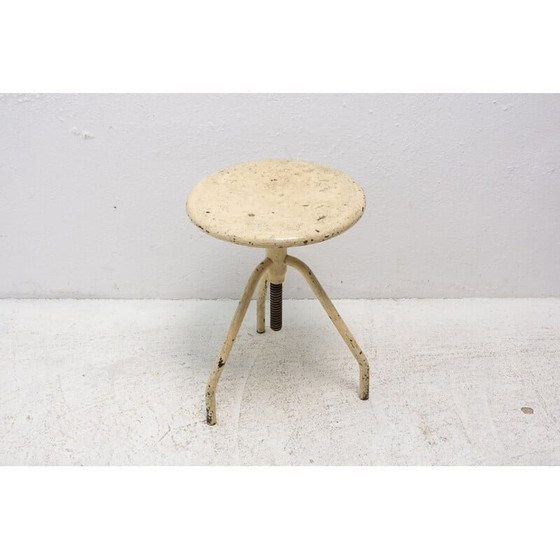 Image 1 of Tabouret d'ouvrier industriel en acier et chrome, Tchécoslovaquie, années 1930