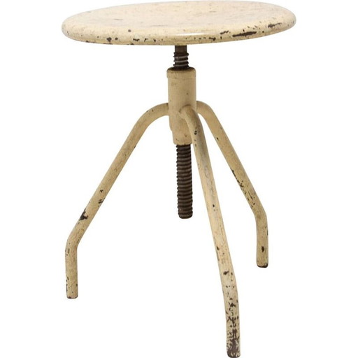 Tabouret d'ouvrier industriel en acier et chrome, Tchécoslovaquie, années 1930