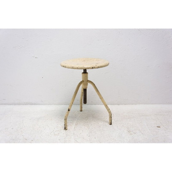 Image 1 of Tabouret d'ouvrier industriel en acier et chrome, Tchécoslovaquie, années 1930