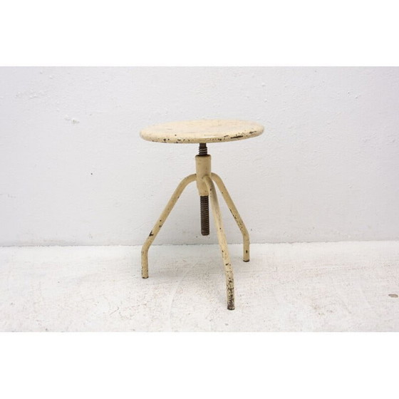 Image 1 of Tabouret d'ouvrier industriel en acier et chrome, Tchécoslovaquie, années 1930