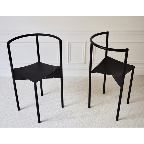 Image 1 of Paire de chaises vintage Wendy Wright en métal tubulaire noir par Philippe Starck pour Disform, 1986
