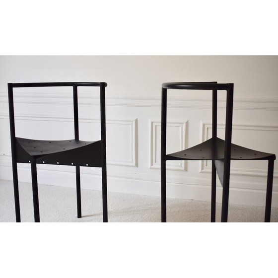 Image 1 of Paire de chaises vintage Wendy Wright en métal tubulaire noir par Philippe Starck pour Disform, 1986