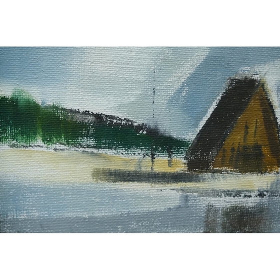 Image 1 of Paysage vintage à l'huile sur toile d'Axel Eriksson, années 1960