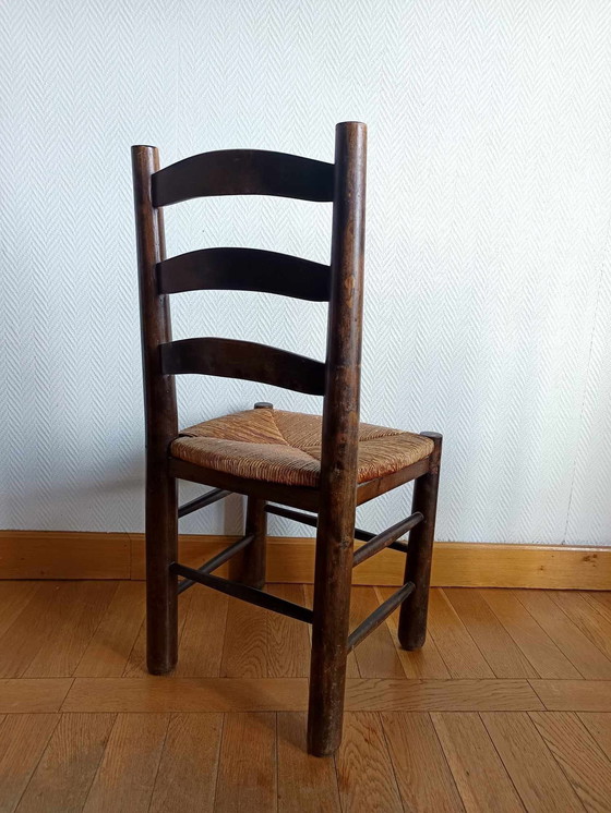 Image 1 of 4X Chaises Brutalistes Paillées Georges Robert 1950