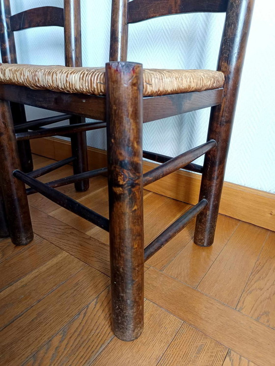 Image 1 of 4X Chaises Brutalistes Paillées Georges Robert 1950