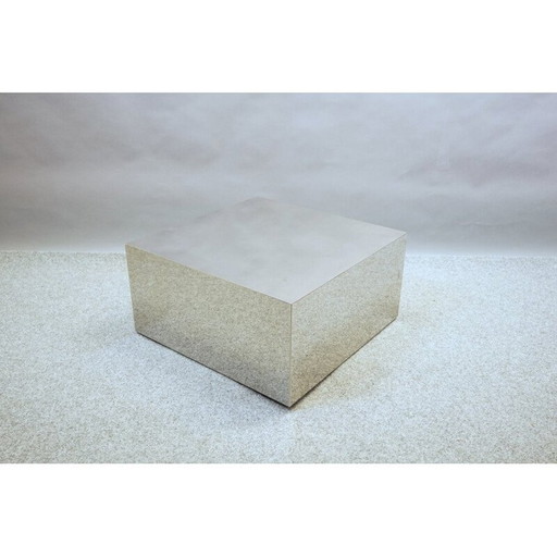 Table basse vintage en acier inoxydable, Italie 1970