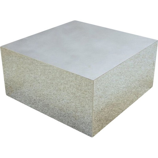 Table basse vintage en acier inoxydable, Italie 1970