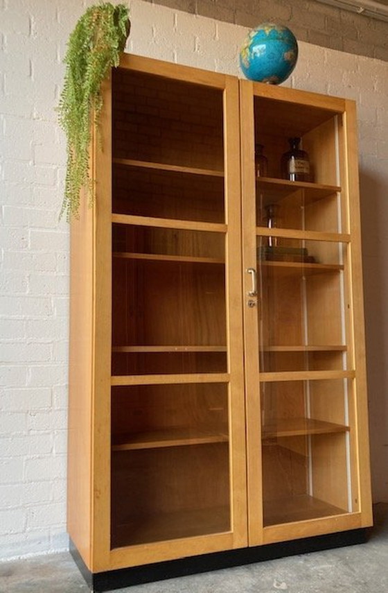 Image 1 of Armoire d'école vintage Mid Century, vitrine d'exposition, armoire de chimie