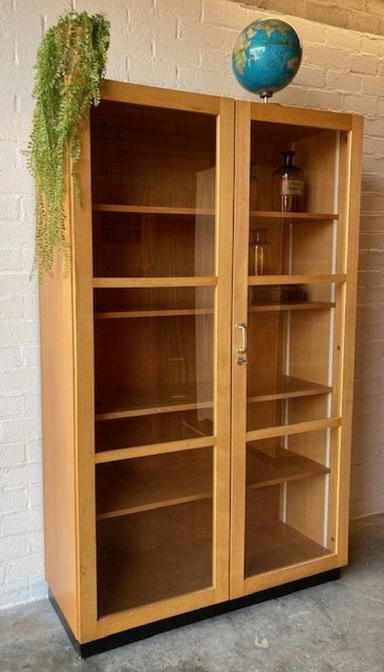 Image 1 of Armoire d'école vintage Mid Century, vitrine d'exposition, armoire de chimie