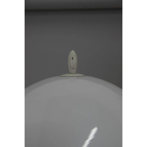 Image 1 of Lampe de table vintage en métal blanc et verre opale, 1950