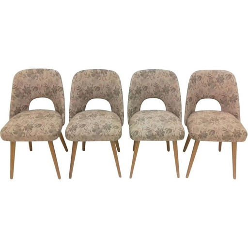 Ensemble de 4 chaises vintage en bois de hêtre par Oswald Haerdtl, Tchécoslovaquie 1950
