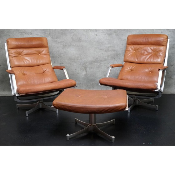 Image 1 of Paire de fauteuils vintage FK85 avec repose-pieds par Preben Fabricius et Jørgen Kastholm pour Kill International, 1960