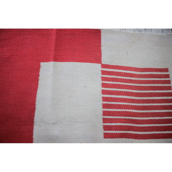 Image 1 of Tapis géométrique vintage en laine, Tchécoslovaquie 1940
