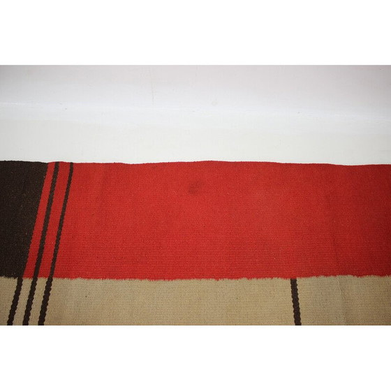 Image 1 of Tapis géométrique vintage en laine, Tchécoslovaquie 1940