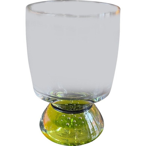 Vase vintage avec base en verre bullé, 1970