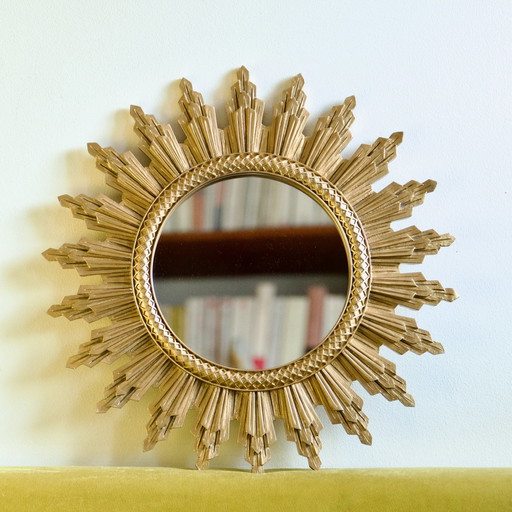 Miroir Soleil Doré Italien Années 1970