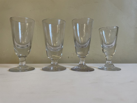 Image 1 of 4 X verres à absinthe en verre du 19ème siècle Français