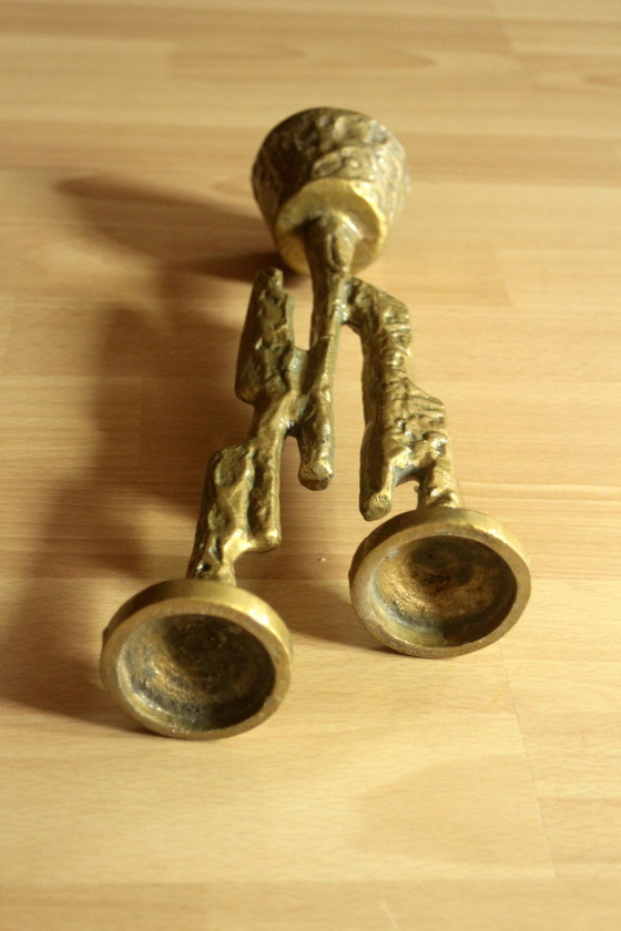 Image 1 of Brutalisme Bougeoir Designed By Horst Dalbeck Laiton coulé - Vintage des années 60