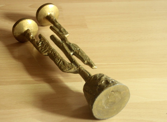 Image 1 of Brutalisme Bougeoir Designed By Horst Dalbeck Laiton coulé - Vintage des années 60