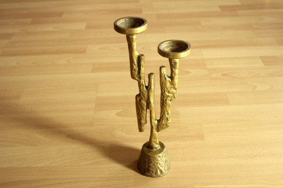 Image 1 of Brutalisme Bougeoir Designed By Horst Dalbeck Laiton coulé - Vintage des années 60