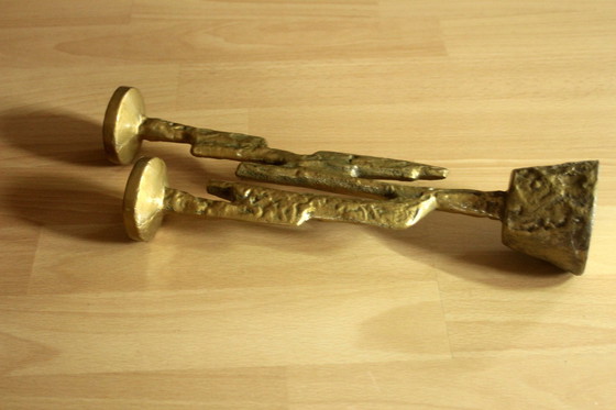 Image 1 of Brutalisme Bougeoir Designed By Horst Dalbeck Laiton coulé - Vintage des années 60